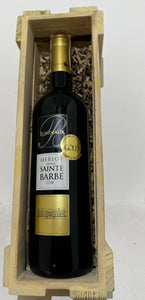 Wood Box Bottle of Bordeaux Chateau Sainte Barbe