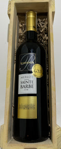 Wood Box Bottle of Bordeaux Chateau Sainte Barbe